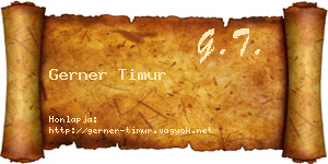 Gerner Timur névjegykártya